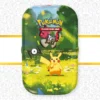 Mini lata 30.º aniversario Pokémon - Inglés - Pikachu de día - Portada Mini lata individual Celebración 30.º Aniversario Pokémon TCG en inglés, diseño Pikachu de día, sobre fondo blanco y dorado