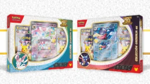 Caja Sylveon ex / Greninja ex Celebración 30.º Aniversario Pokémon TCG - Español Cajas Sylveon ex y Greninja ex Celebración 30.º Aniversario Pokémon TCG en español, modelos disponibles